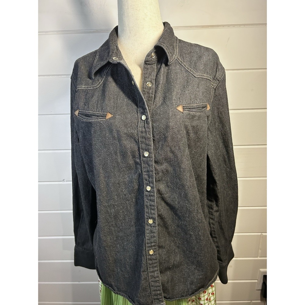 Black Denim Women's Shirt Jones New York Country Size 14 Western Accents